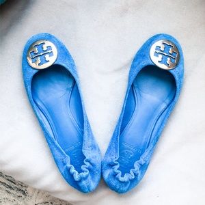 Tory Burch Blue Suede Flats